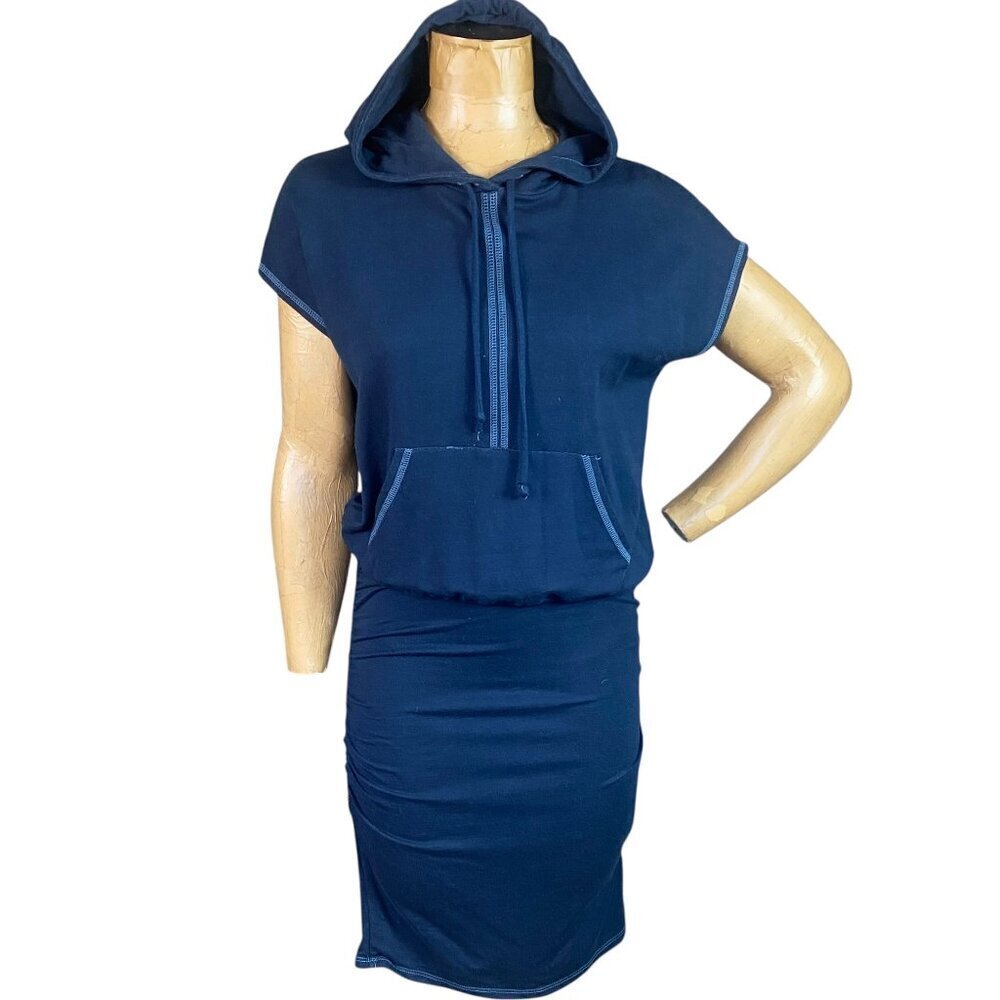 Red Haute Drawstring Hooded Dress Sporty‎ Casual Athleisure M Blue 133T